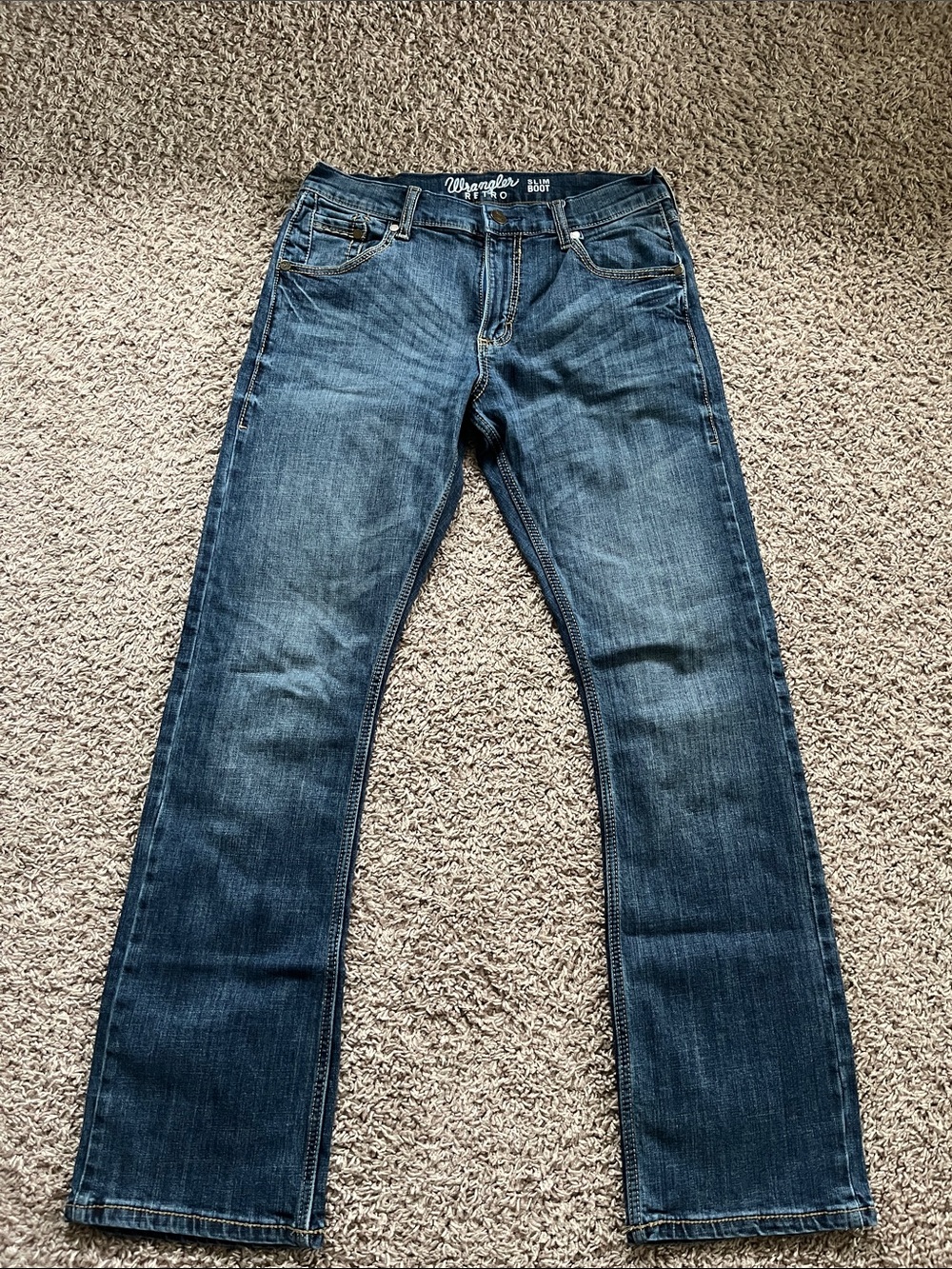 Wrangler Men's Dark Blue Bootcut Jeans